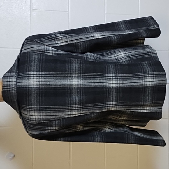 Old Navy Wool Blend Lined Double Breasted Plaid Pea Coat Jacket Medium - Picture 4 of 14